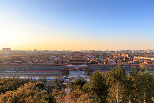 俯瞰北京故宫古建筑群全景