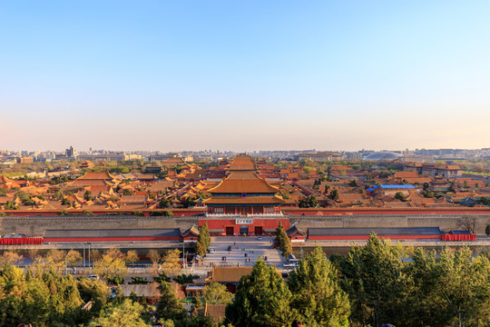 俯瞰北京故宫古建筑群全景