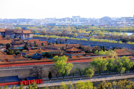 景山俯瞰北京故宫古建筑群