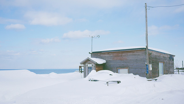 日本北海道雪景