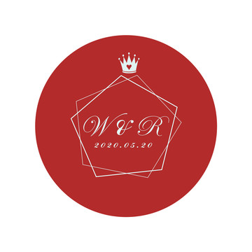 多边形几何简约婚礼logo设计