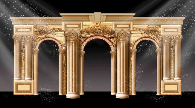 金色欧式建筑罗马柱
