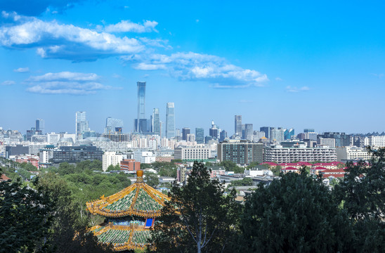 中国北京景山公园中国尊大楼美景