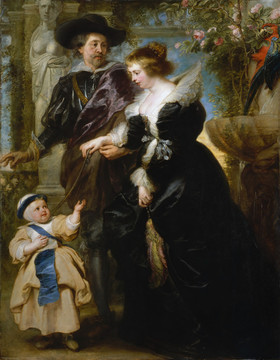 彼得·保罗·鲁本斯与家人在花园里的自画像