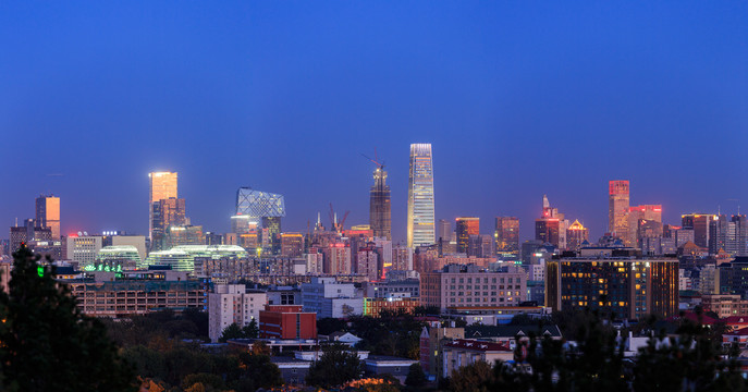 景山远眺北京CBD全景夜景