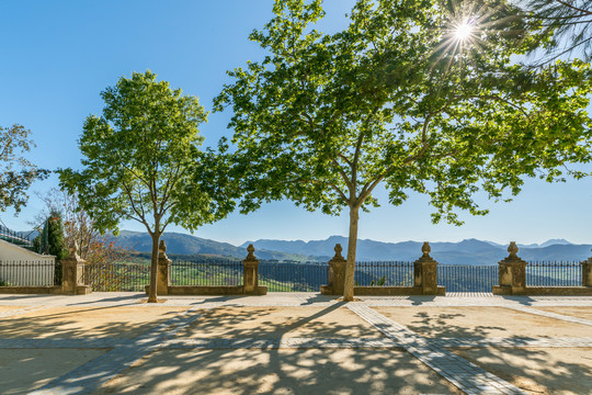 西班牙龙达小镇夏季公园风景