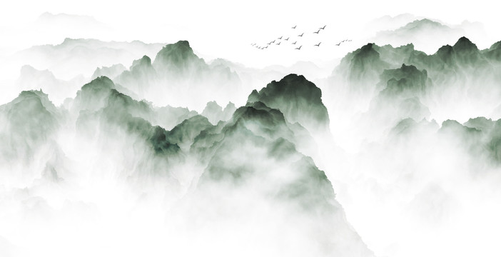 抽象意境水墨画山水画