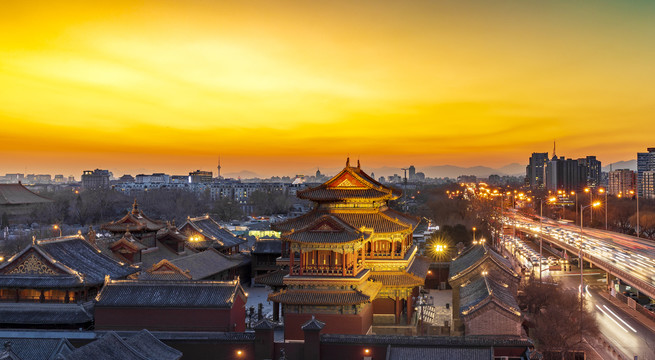 中国北京雍和宫夜景