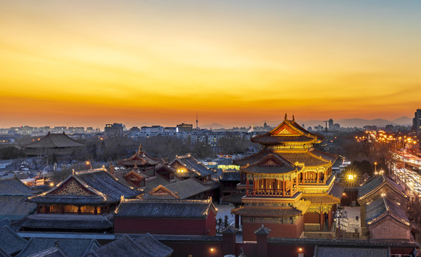 中国北京雍和宫夜景