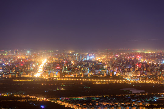 西山远眺北京城西城区夜景