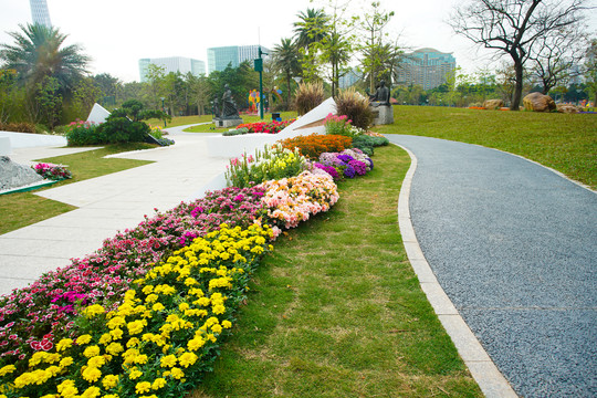 广州城市花园鲜花草地