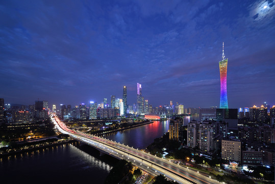 广州塔珠江新城城市风光夜景