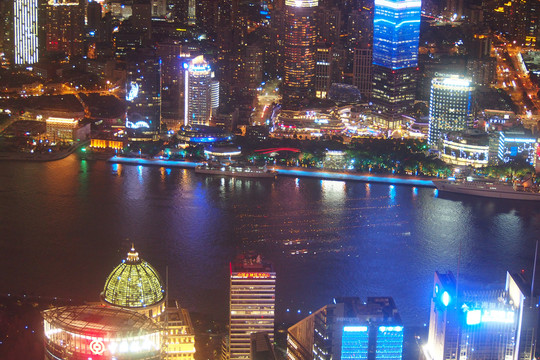 俯瞰上海市中心夜景