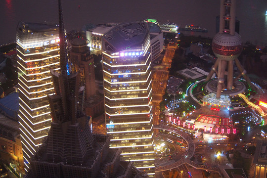 俯瞰上海市中心夜景
