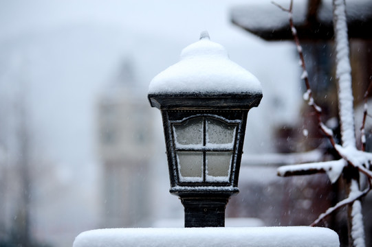 小区雪景