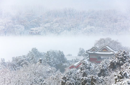 北京颐和园冬日雪景