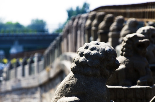 古桥石狮子雕塑