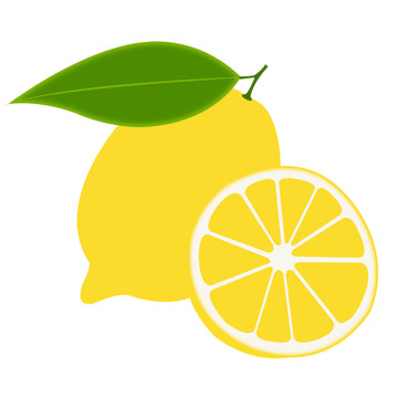 手绘卡通柠檬片黄柠檬插画插图