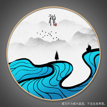 抽象禅境水墨画