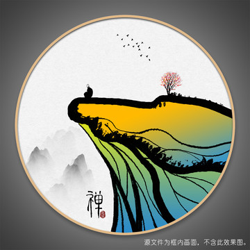 意境水墨画山水画