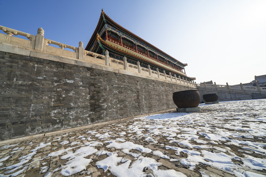 冬天的中国北京故宫建筑一角