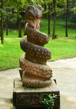 十二生肖蛇石雕雕塑