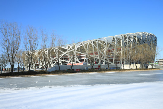 冬奥会场馆国家体育场雪景