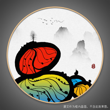 抽象禅境水墨画