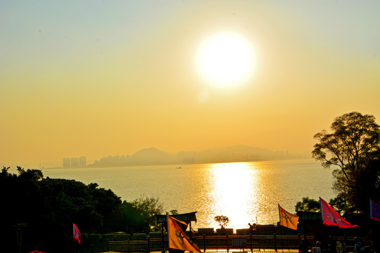 胡里山炮台海滨夕阳
