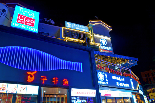 厦门曾厝安店铺夜景