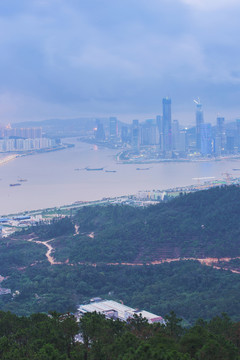 珠海和澳门的城市建筑天际线风光