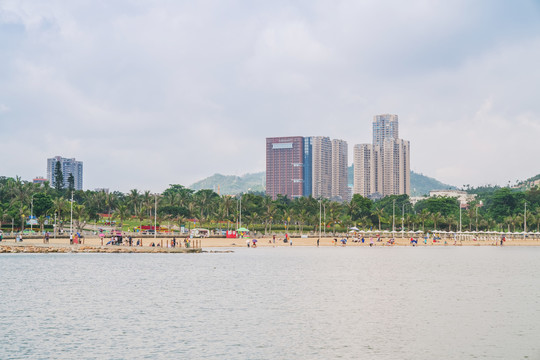 珠海和澳门的城市建筑天际线风光