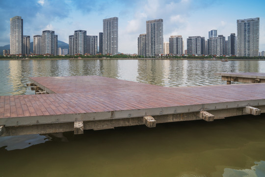 珠海和澳门的城市建筑天际线风光