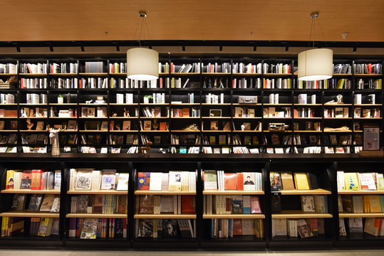 书店内景实木书架书墙