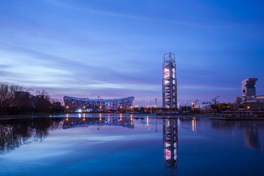 北京奥林匹克公园夜景