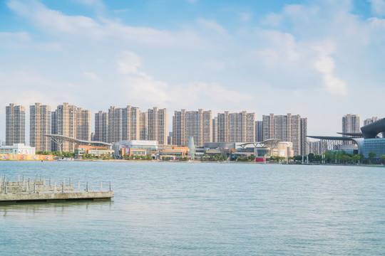 无锡蠡湖风光和城市建筑天际线