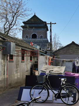 北京胡同钟楼景观