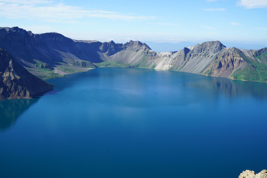 长白山天池蓝色的湖水