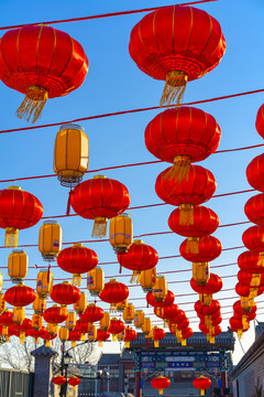 中国北京南锣鼓巷的灯笼装饰