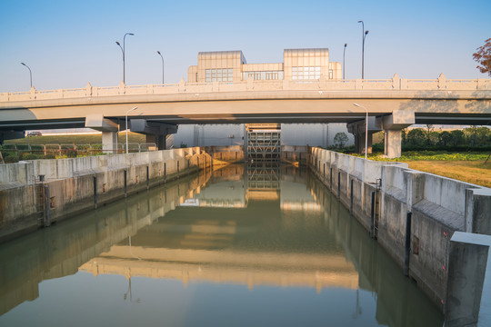 浙江杭州水闸和水水路交通