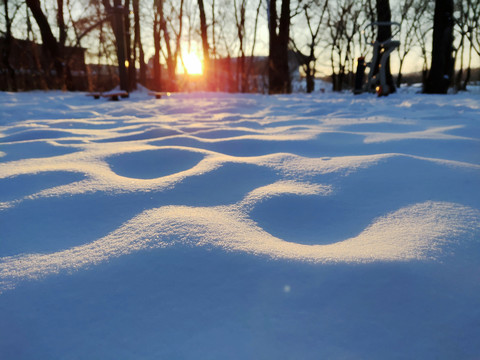 雪地夕阳落日冬至