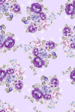紫色花卉小碎花女装花型