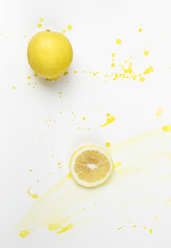 柠檬水彩绘画拍摄