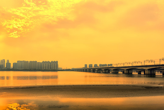 杭州钱塘江二桥铁路桥公路桥