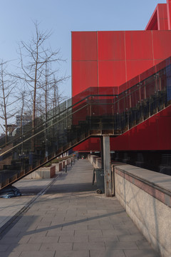 重庆美术馆建筑特写中国红