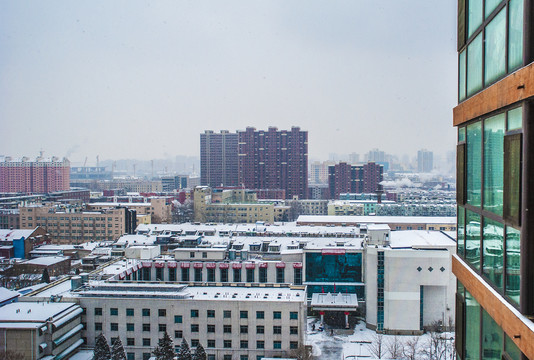 城市雪景