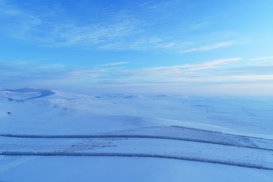 雪域雪原农田风景