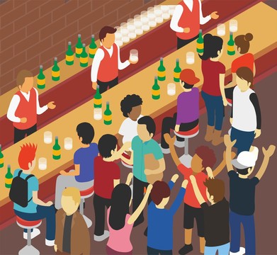 酒吧派对聚会矢量图插画