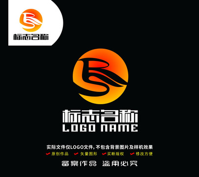 RS字母标志飞鸟logo