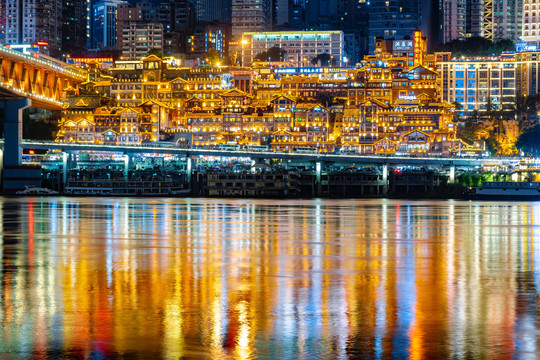 重庆渝中半岛洪崖洞景区夜景